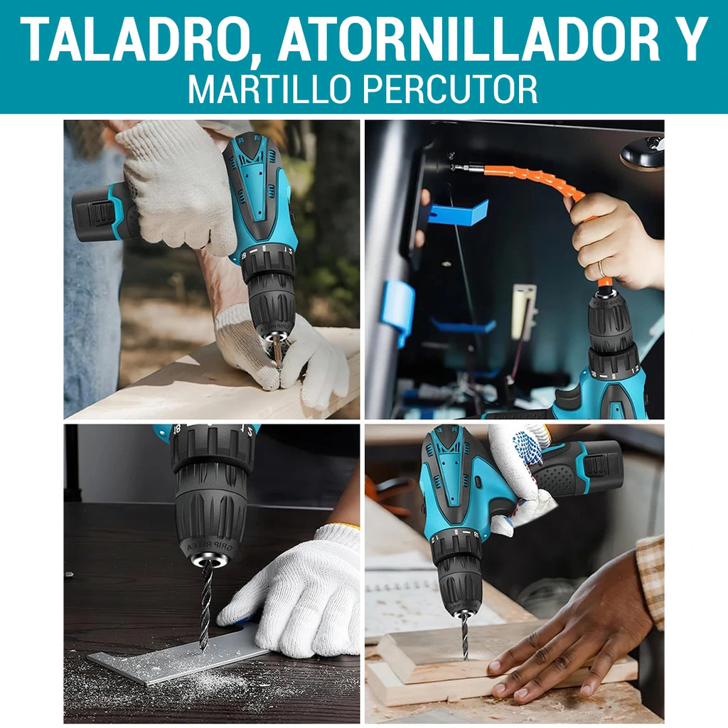 Kit Taladro Inalámbrico 24v - FuerzaPro [27 piezas + estuche] - CONTRA ENTREGA