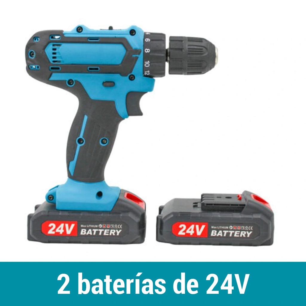 Kit Taladro Inalámbrico 24v - FuerzaPro [27 piezas + estuche] - CONTRA ENTREGA